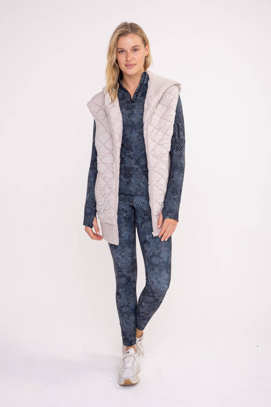 Avery Quilted Fleece Vest in Taupe