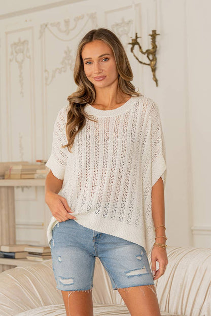 Dolman Sleeves Open Knit Top