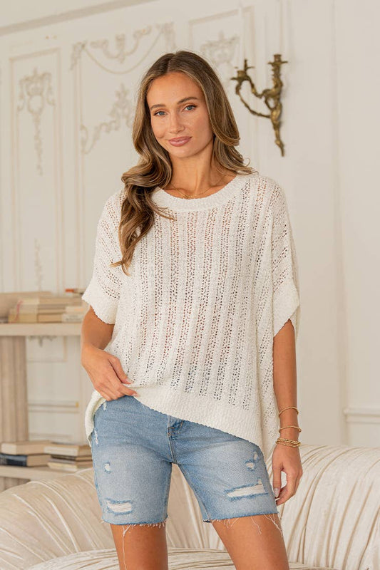 Dolman Sleeves Open Knit Top